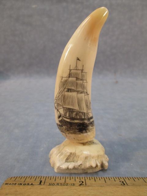Lot 77 whales tooth Scrimmed by world famous Michael Scott